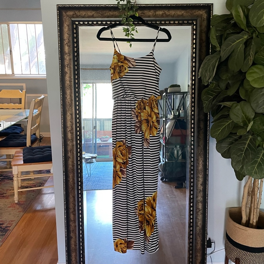 striped sundress with gold flowers - size 6